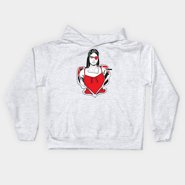 LDR love heart eye patch Kids Hoodie by LizzyM